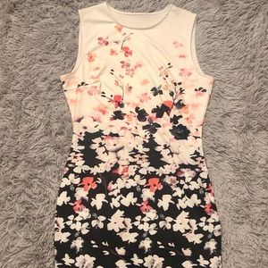 Midi Black and White Floral Dress
